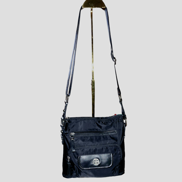 Giani Bernini black nylon sling bag crossbody - Picture 1 of 10